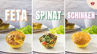 3 KETO Frühstücksmuffins Rezepte 🥚  herzhaft schnell einfach und lecker [upl. by Mckenzie]