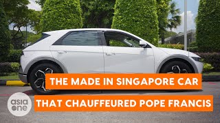 First look at the madeinSingapore car that chauffeured Pope Francis around the island [upl. by Ahsiled268]