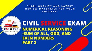 Civil Service Exam Drill for 2024 NUMERICAL REASONING SUM OF ALL ODD AND EVEN NUMBERS Part 2 [upl. by Matland]