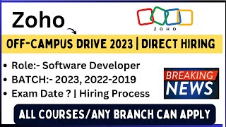 Zoho Biggest OffCampus Drive 2023 2022 20212019  Last Date 28 Dec  Exam Date  Process [upl. by Ayita]