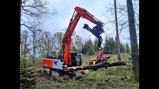 🌲CamView Hitachi ZX 210 LC6 • Kettenharvester • Woody H61 • Bagger  Excavator • Big Trees 🌲 [upl. by Katy]