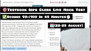 🎯Testbook93100IBPS Clerk Live Mock Test 2225 August📚Share Attempts BANKINGEDIFICE today [upl. by Hagan802]