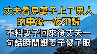 丈夫看見妻子上了男人的車後一夜不歸，不料妻子回來後丈夫一句話瞬間讓妻子傻了眼！過去的搖籃曲 生活哲学 [upl. by Kali]