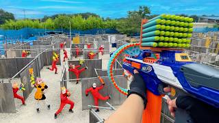 Nerf War  Amusement Park Battle 91Nerf First Person Shooter [upl. by Bogart]