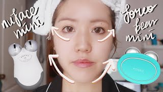 Nuface Mini vs Foreo BEAR Review  Microcurrent Devices for lifting and toning [upl. by Acinot961]