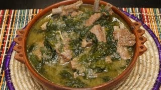 Ethiopian Food  Lamb amp Spinach recipe  Gomen be Siga  Injera  Ethiopian Lamb Stew  Alicha Wot [upl. by Dulcea]