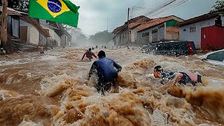 The worst flood in Brazil submerges houses under water [upl. by Nitsirt]