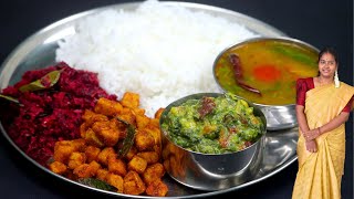 என் Husbandகு நான் செஞ்சி அசத்திய Lunch Menu  Keerai Kootu  Mangai Rasam  Poriyal amp Varuval [upl. by Kavanaugh636]