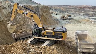 Caterpillar 390D Excavator Loading Mercedes And MAN Trucks  Pyramis Ate [upl. by Nylehtak]