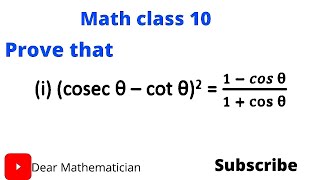 cosec theta  cot theta whole square  1cos theta1cos theta [upl. by Akiaki292]
