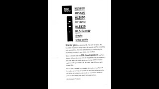 JBL HLS820 01 PDF MANUAL [upl. by Hnacogn]