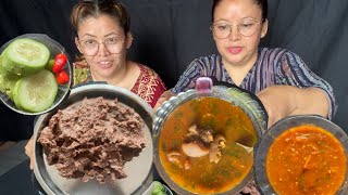 Mutton curry golveda ko acharsalad ko sath ma kodo ko dhido mitho ðŸ‘ŒASMRnepalimukbang [upl. by Suidaht]