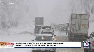 Severe weather hits ahead of Thanksgiving Day travel [upl. by Treblig]