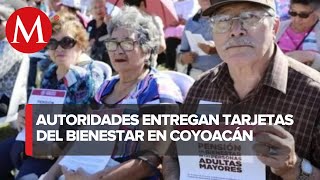 Entregan tarjetas de pensión del Bienestar en alcaldía Coyoacán [upl. by Ahsam944]