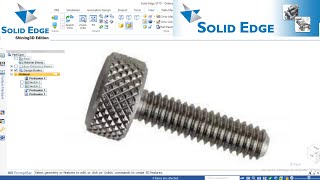 Solid Edge Tutorial  45  knurling Screw bolt design solid edge [upl. by Adniled]