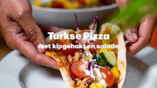 Recept Turkse pizza met kipgehakt en salade [upl. by Trini151]