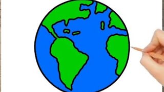 easy Earth drawing 😀😀earthsubscribevery easy to draw 😁😁😁 [upl. by Thornton]