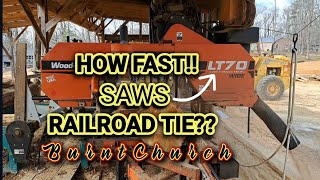 How Fast LT70 SAWS RailROAD TIE railroadtie sawmill [upl. by Charline216]