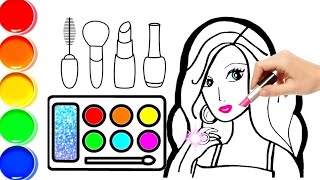 cute and beautiful makeup 💄 👄 😘kit  colors identification for kids  learn drawing activity [upl. by Ylrac745]