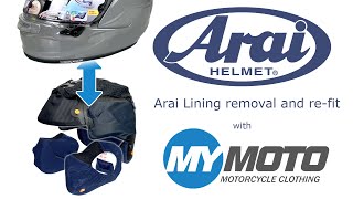 Arai Helmet  Lining removal and refit [upl. by Afatsum]