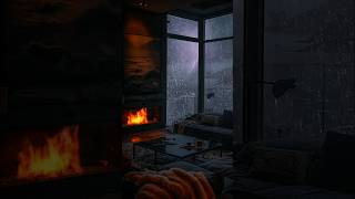 fireplace thunderstorm sounds rain sleepsounds rainandthundersounds shorts [upl. by Westfahl]