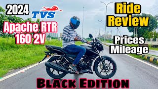 New Tvs Apache 160 2V All Black 2024 Model Ride Review  Price Mileage  Better Than Pulsar N150 [upl. by Albin]