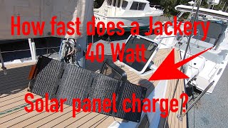 Jackery solar saga 40 watt panel on boat  how fast does it charge a generator [upl. by Casteel711]