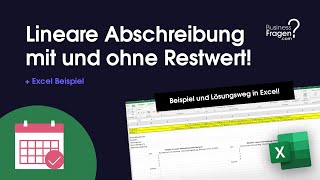 Lineare Abschreibung mit und ohne Restwert  Lineare Abschreibung Excel Beispiel berechnen [upl. by Atinihs572]