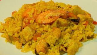 Receta fácil de arroz con pollo y marisco [upl. by Anastassia667]