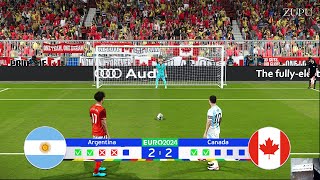 Argentina vs Canada  Penalty Shootout  SemiFinal Copa America 2024  Messi v Davies  PES Gameplay [upl. by Katha]