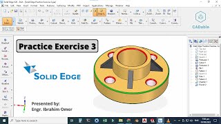 Practice exercise 3 solid edge  Solid edge v20 tutorials  Create rib in solid edge  CADable [upl. by Akihdar106]