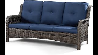 M75 Outdoor Patio Couch Assembly Guide  3Seater Rattan Sofa with Olefin Cushions [upl. by Leighland702]