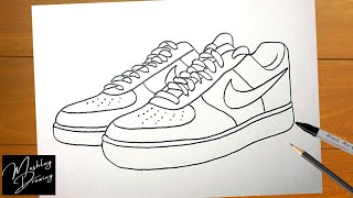 How to Draw Nike Shoes  Nike Air Force 1 [upl. by Winnick493]