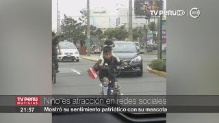 Niño que pasea en bicicleta junto a su perra es la sensación de las redes sociales [upl. by Lauren]