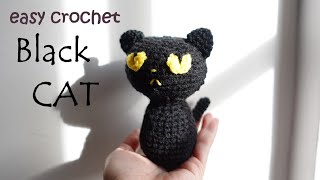 Crochet Black Cat for Halloween FULL Step by step Tutorial [upl. by Hadeehsar]