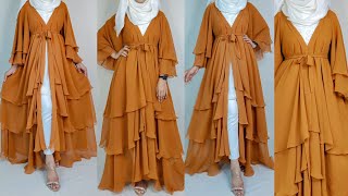 Most trendy Three layer Abaya cutting and stitchingLatest abaya designingmaxi dress burqa design [upl. by Apoor]