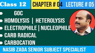 HomolysisHeterolysisNucleophileElectrophileCarbradicalCarbocationCarbanion NASIBZADASSS [upl. by Kooima529]