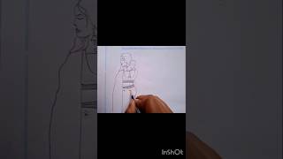 Easy step by step girl drawing with pencil art shortvideo likeandsubscribe [upl. by Romito628]