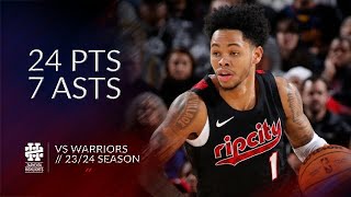 Anfernee Simons 24 pts 7 asts vs Warriors 2324 season [upl. by Pournaras]