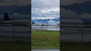 Everts Air DC6 Nose Diving for runway 15 Anchorage Airport Alaska Planespotting [upl. by Ddene778]