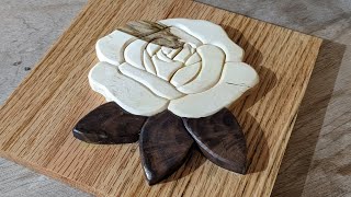 Wooden Rose Scroll Saw Intarsia Project [upl. by Eibo]