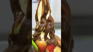 llao llao yogurt ice cream🍦 with milk chocolate 🍫 and fruit 🍓🍦food youtubeshorts llaollao 🍫 [upl. by Tiat]