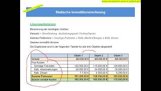 Statische Verfahren der Investitionsrechnung [upl. by Mohamed]