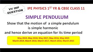 Simple pendulum  Time period of a simple pendulum derivation  Simple Harmonic motion [upl. by Raman]