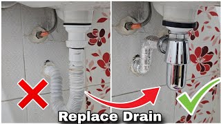 طريقة تغيير سيفون الحوض بطريقة احترافية How to replace a sink drain [upl. by Desdee]