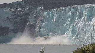 Glacier Calving montage from Childs Glacier in Alaska August 2019 Ground and drone shots 4k [upl. by Maher540]