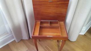 Italian Marquetry Inlaid Wood Jewellery Sewing Games Storage Music Box Table [upl. by Nnaycart]