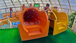 Curvy Orange Tunnel Slide at Aquaticum Debrecen Hungary [upl. by Mhoj]