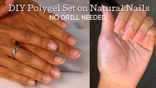 How to Polygel Overlay NO Nail Forms NO Drill  DIY [upl. by Inaffit371]