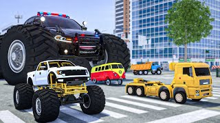 Fire Truck Frank Helps Taxi  Monster Truck was Eaten by an Alien  Wheel City Heroes  105 minutes [upl. by Rennane]